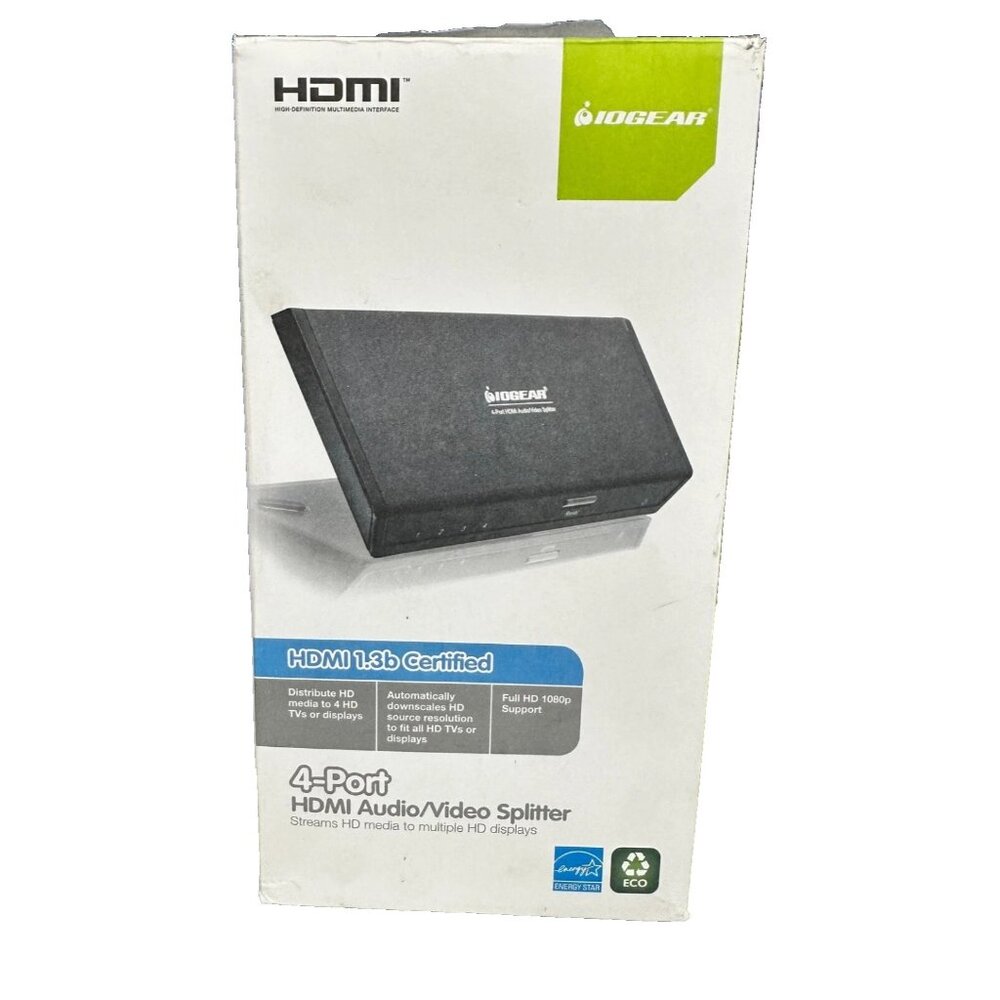 IOGEAR 4-Port HDMI Audio/Video Splitter GVS184 Color Black